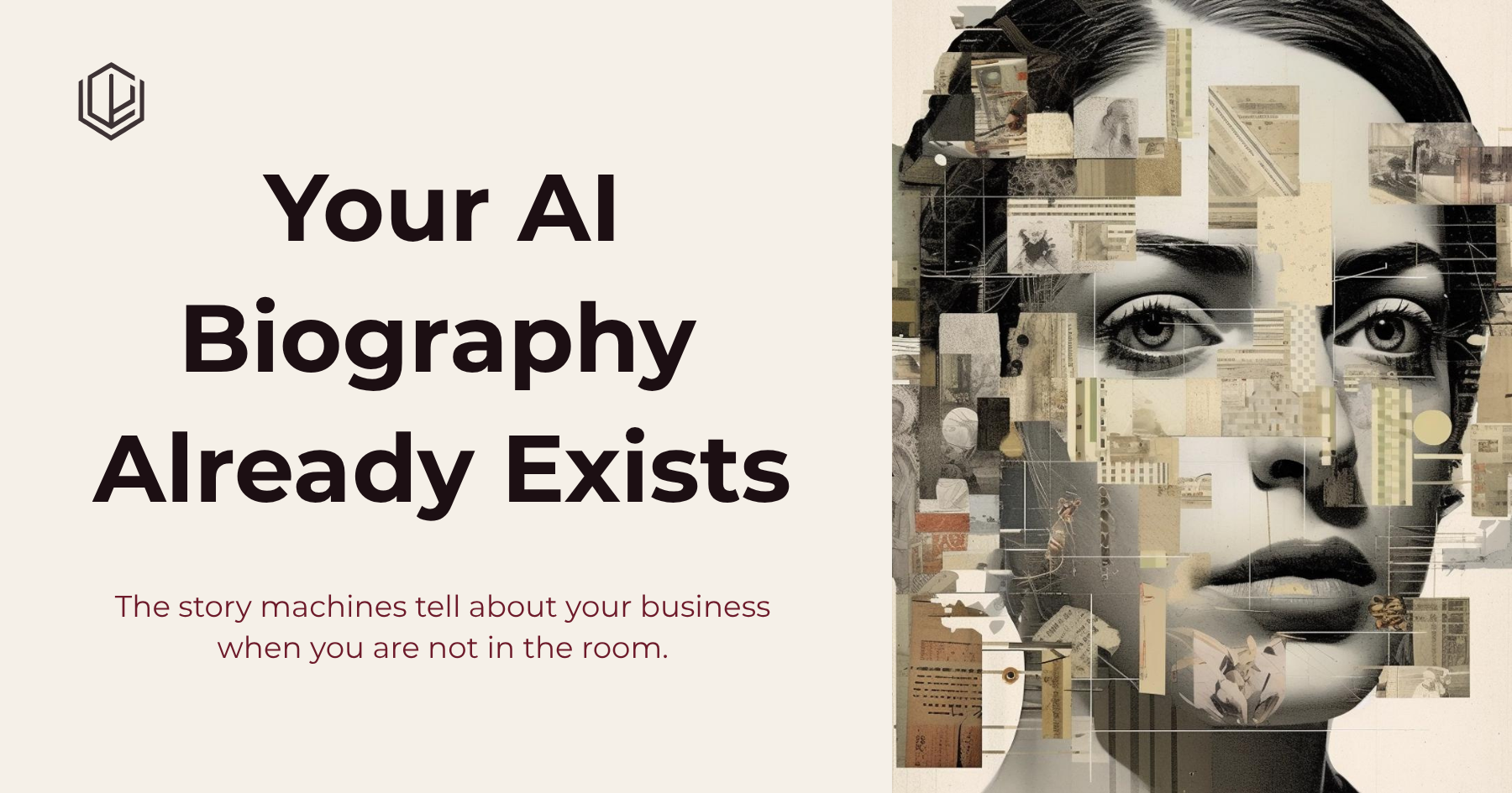 Scattered profile cards connected by dotted lines, assembling into a mosaic silhouette of a person