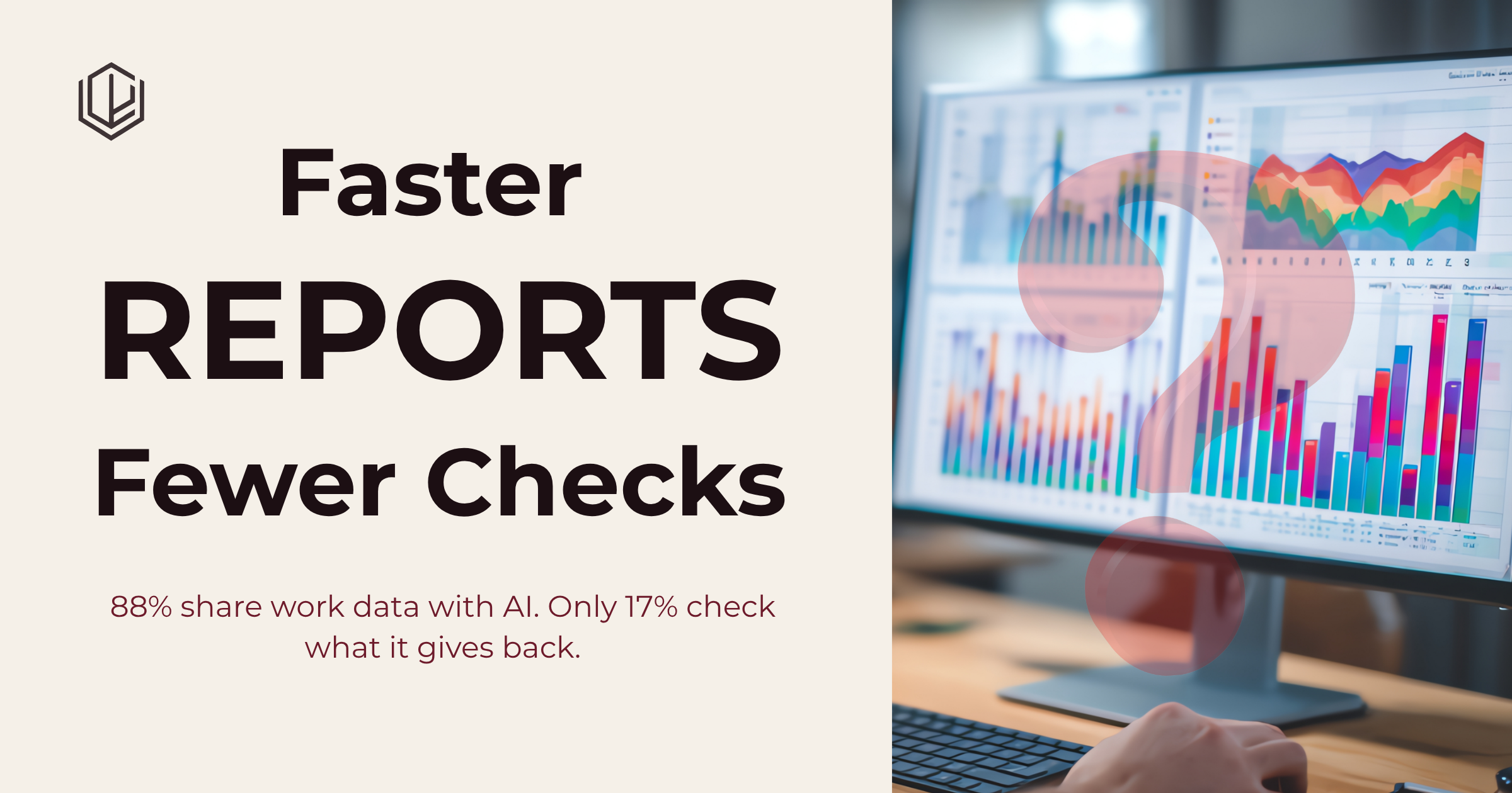 A fast, clean dashboard on one side and a faint, unchecked question mark over the data feeding into it